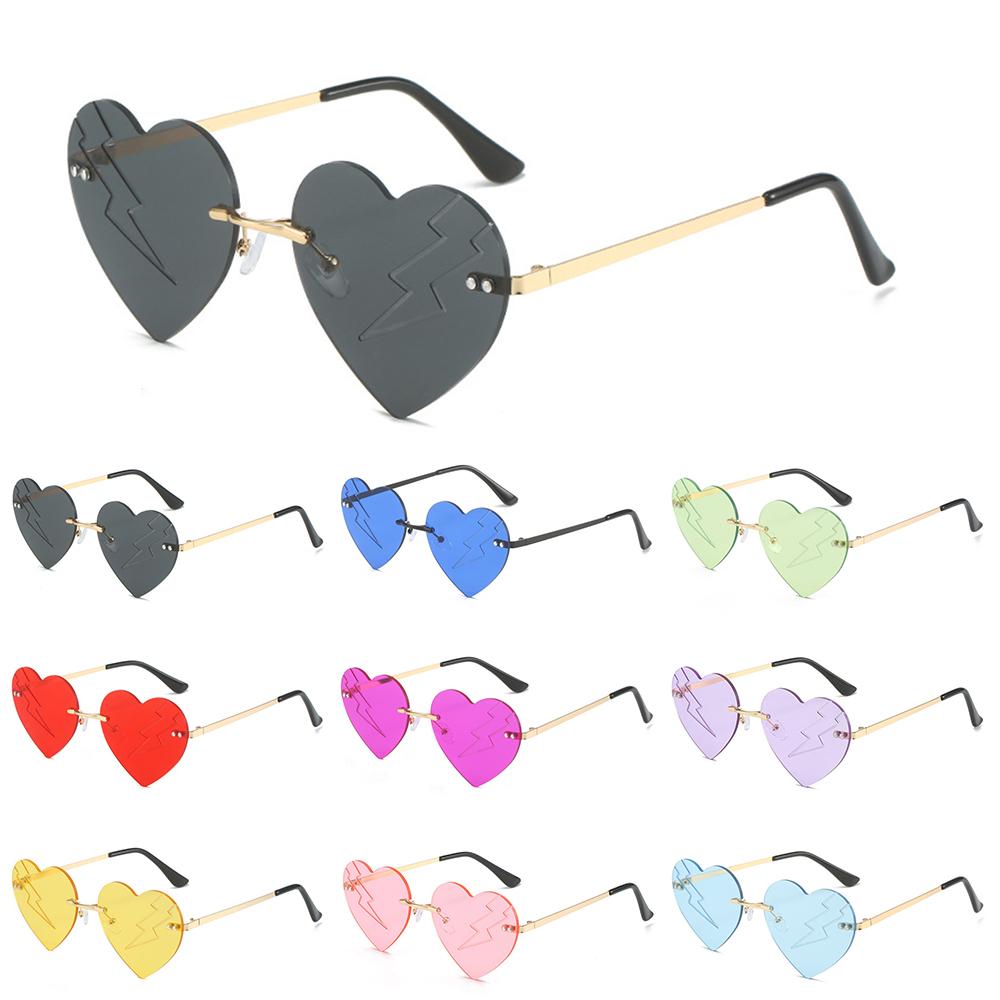 Metal Halloween Glasses Frameless Gradient Heart Shades Lightning Heart Sunglasses for Women & Men Gold-Blue
Metal Halloween Glasses Frameless Gradient Heart Shades Lightning Heart Sunglasses for Women & Men Gold-Blue