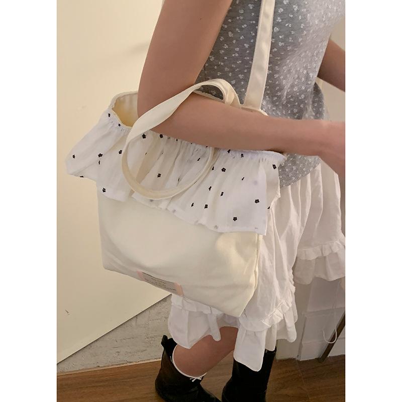 Нишевая кружевная холщовая сумка-мешок женская новая модная сумка-тоут ленивый ветер большая вместимость сумка через плечо