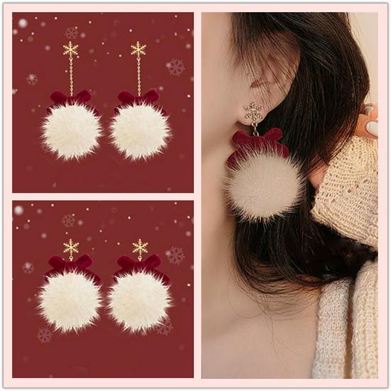 925 Silver Snowflake Pompon Stud Earrings: Women s Autumn/Winter Long Plush Red Butterfly Dangle Jewelry
925 Silver Snowflake Pompon Stud Earrings: Women s Autumn/Winter Long Plush Red Butterfly Dangle Jewelry