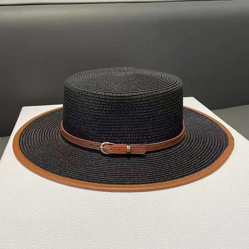 New Summer French Vintage Flat Brim Straw Hat for Women - Elegant Belt Buckle Design, UV Protection Sun Bucket Cap 56-58cm чорний
New Summer French Vintage Flat Brim Straw Hat for Women - Elegant Belt Buckle Design, UV Protection Sun Bucket Cap 56-58cm чорний