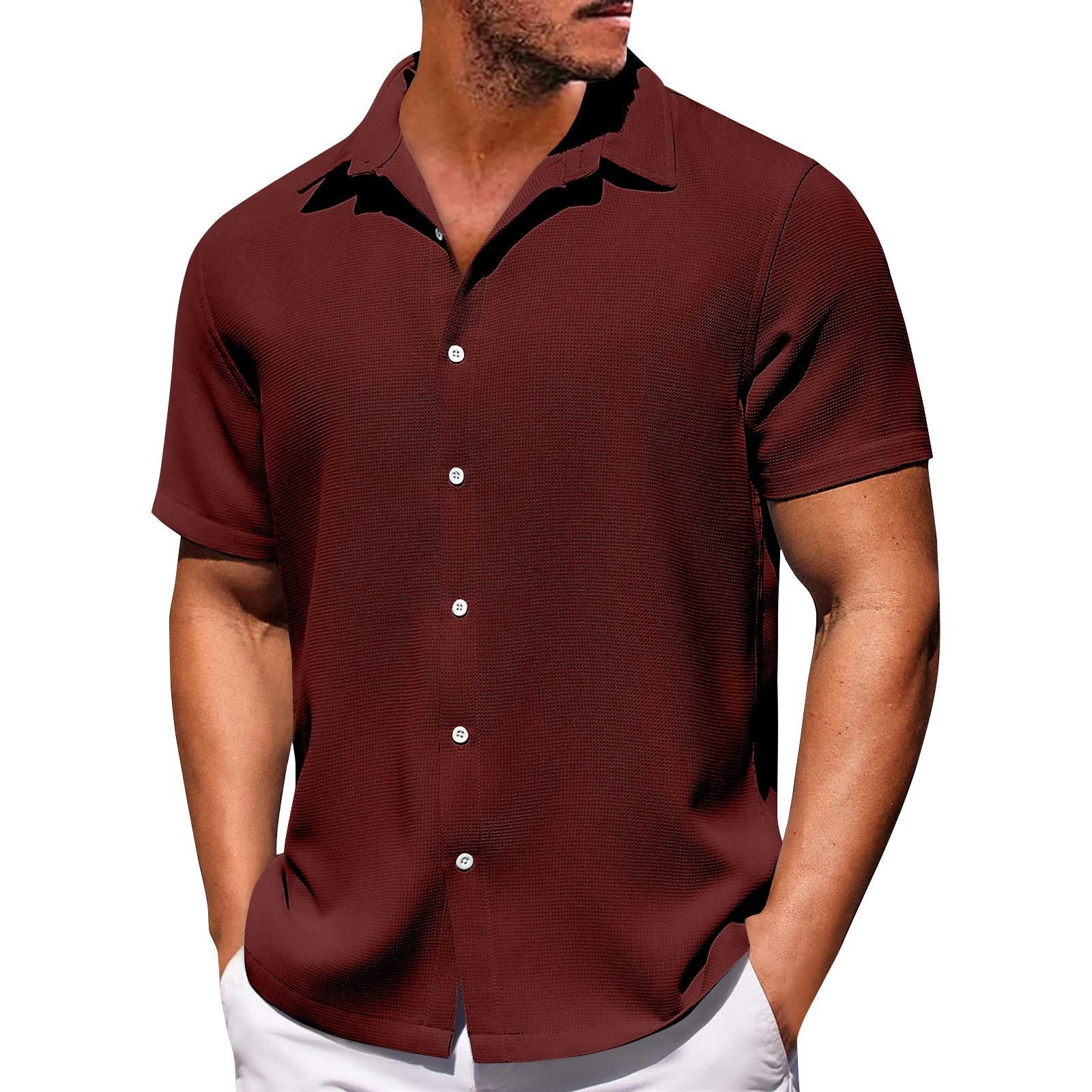 Чоловічі однотонні сорочки з короткими рукавами на ґудзиках Чоловічі повсякденні модні сорочки з короткими рукавами M червоний
Чоловічі однотонні сорочки з короткими рукавами на ґудзиках Чоловічі повсякденні модні сорочки з короткими рукавами M червоний