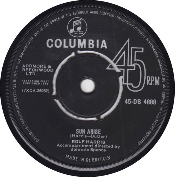 7inch Record ROLF HARRIS Sun Arise 45DB4888 Columbia UK Pop Used
7inch Record ROLF HARRIS Sun Arise 45DB4888 Columbia UK Pop Used