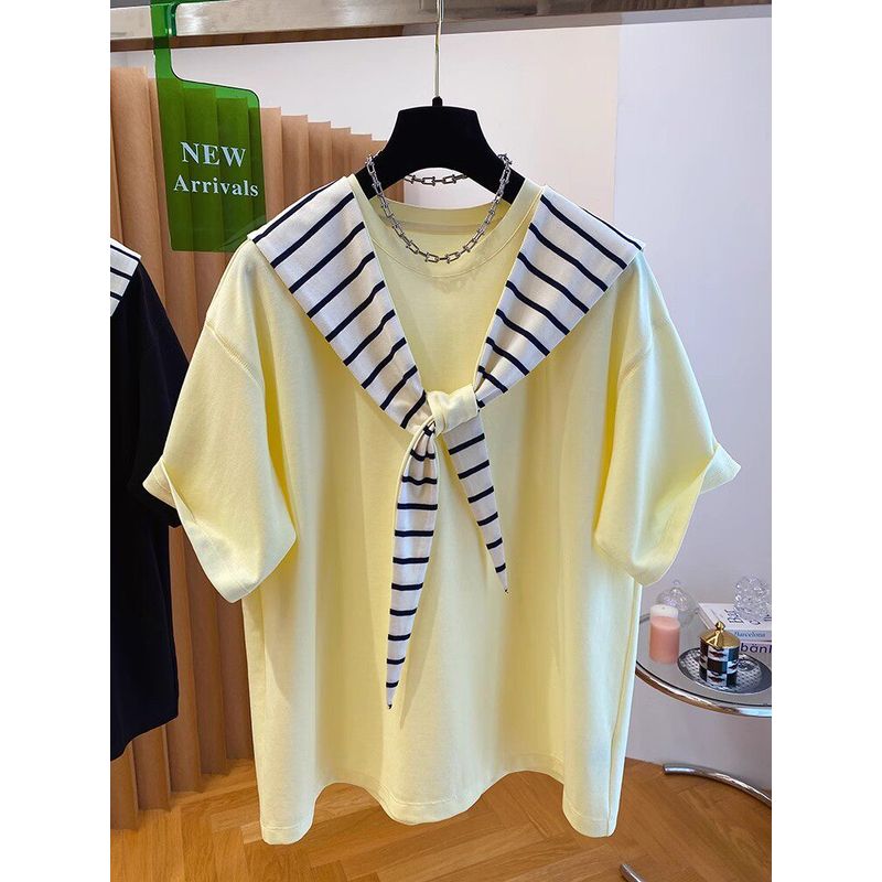 ZDM Plus size 150.00kg Stripe Shawl plus Cap Short sleeve T-shirt Women Summer Loose Fashionable Two-piece Set Top Ins Yellow 4XL
ZDM Plus size 150.00kg Stripe Shawl plus Cap Short sleeve T-shirt Women Summer Loose Fashionable Two-piece Set Top Ins Yellow 4XL
