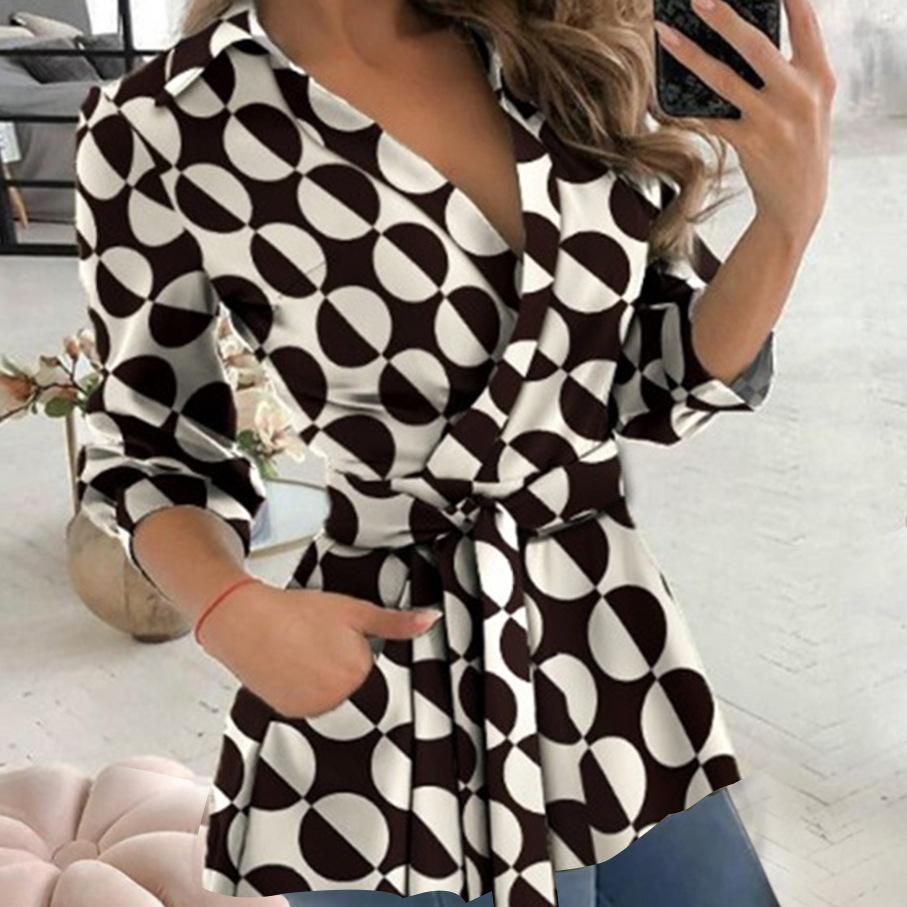 Женские рубашки топы осень новый повседневный стиль с принтом длинный рукав V-образный вырез рубашка с поясом XXL
Женские рубашки топы осень новый повседневный стиль с принтом длинный рукав V-образный вырез рубашка с поясом XXL