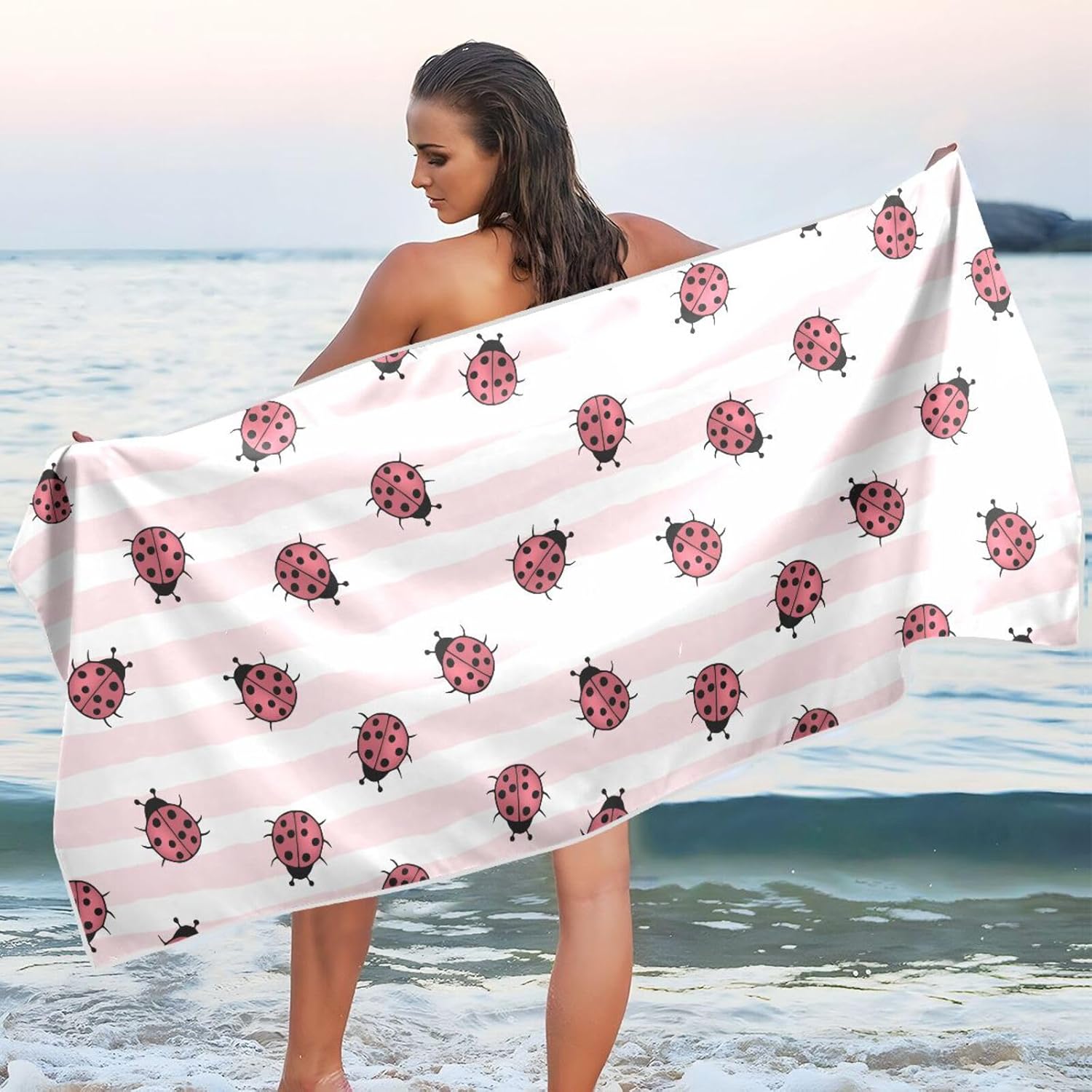 Artistic Ladybug Beach Towel, Cute Insect Animal Pattern Quick Dry Absorbent, Lightweight Sand Free Travel Pool Essentials W40*H60(CM)
Artistic Ladybug Beach Towel, Cute Insect Animal Pattern Quick Dry Absorbent, Lightweight Sand Free Travel Pool Essentials W40*H60(CM)