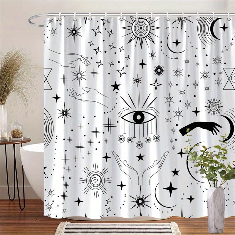 1 Mystical Black And White Eye Of The Sky Shower Curtain - With Stars, Moon, Hands And Geometric Patterns, Polyester Fabric W60H190(CM)-1 Pcs
1 Mystical Black And White Eye Of The Sky Shower Curtain - With Stars, Moon, Hands And Geometric Patterns, Polyester Fabric W60H190(CM)-1 Pcs