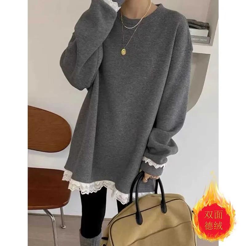 Свободная и бархатное кружево повседневная футболка средней длины с длинным рукавом женская базовая футболка топ XXXL серый
Свободная и бархатное кружево повседневная футболка средней длины с длинным рукавом женская базовая футболка топ XXXL серый