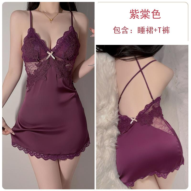 Satin embroidered lace plus chest pad slim suspender nightdress belt robe women s loungewear set L
Satin embroidered lace plus chest pad slim suspender nightdress belt robe women s loungewear set L