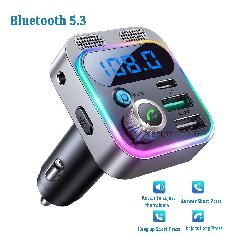 Bluetooth 5.3 Автомобильный FM-передатчик Автомобильное зарядное устройство для телефона AUX/U Дисковый вход MP3-плеер Громкая связь Вызов Type-C USB Быстрое зарядное устройство
Bluetooth 5.3 Автомобильный FM-передатчик Автомобильное зарядное устройство для телефона AUX/U Дисковый вход MP3-плеер Громкая связь Вызов Type-C USB Быстрое зарядное устройство