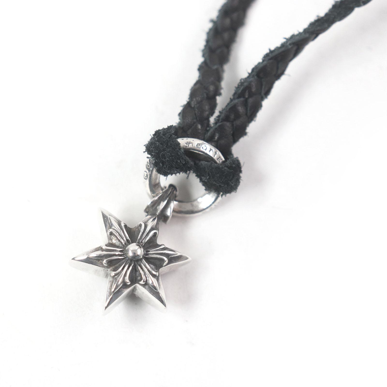 CHROME HEARTS Necklace Tiny Leather Blade Scroll Star Black Silver mens Used
CHROME HEARTS Necklace Tiny Leather Blade Scroll Star Black Silver mens Used