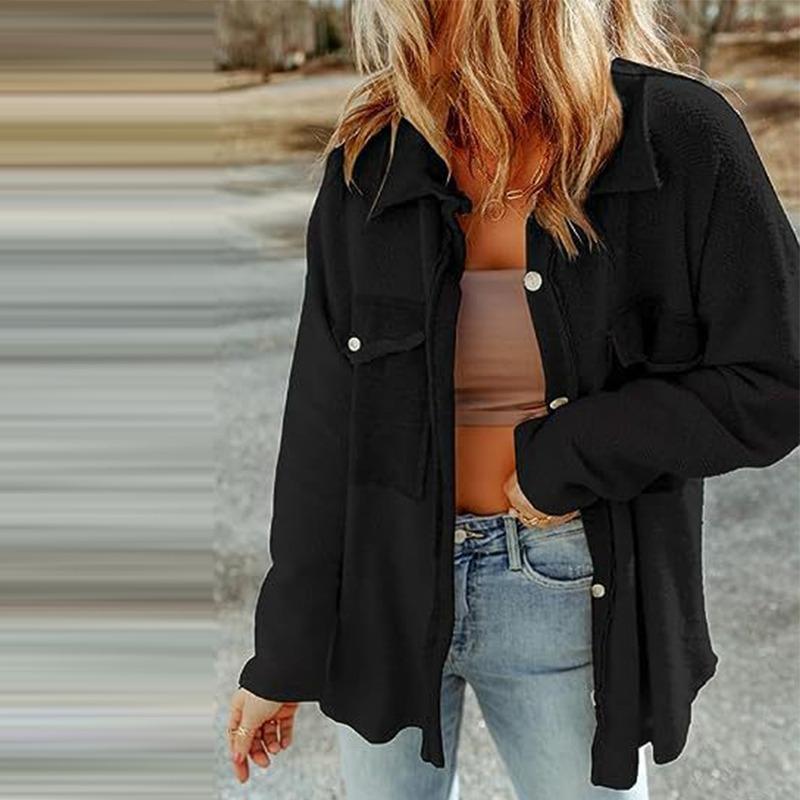 Женская повседневная рубашка с длинным рукавом и лацканами, пальто с карманами, осенне-зимняя свободная повседневная плюшевая куртка с длинным рукавом 2XL чёрный
Женская повседневная рубашка с длинным рукавом и лацканами, пальто с карманами, осенне-зимняя свободная повседневная плюшевая куртка с длинным рукавом 2XL чёрный