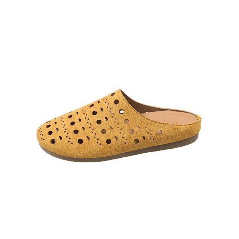 Retro niche hollow soft bottom female baotou half drag new niche yellow lazy sandals 35
Retro niche hollow soft bottom female baotou half drag new niche yellow lazy sandals 35