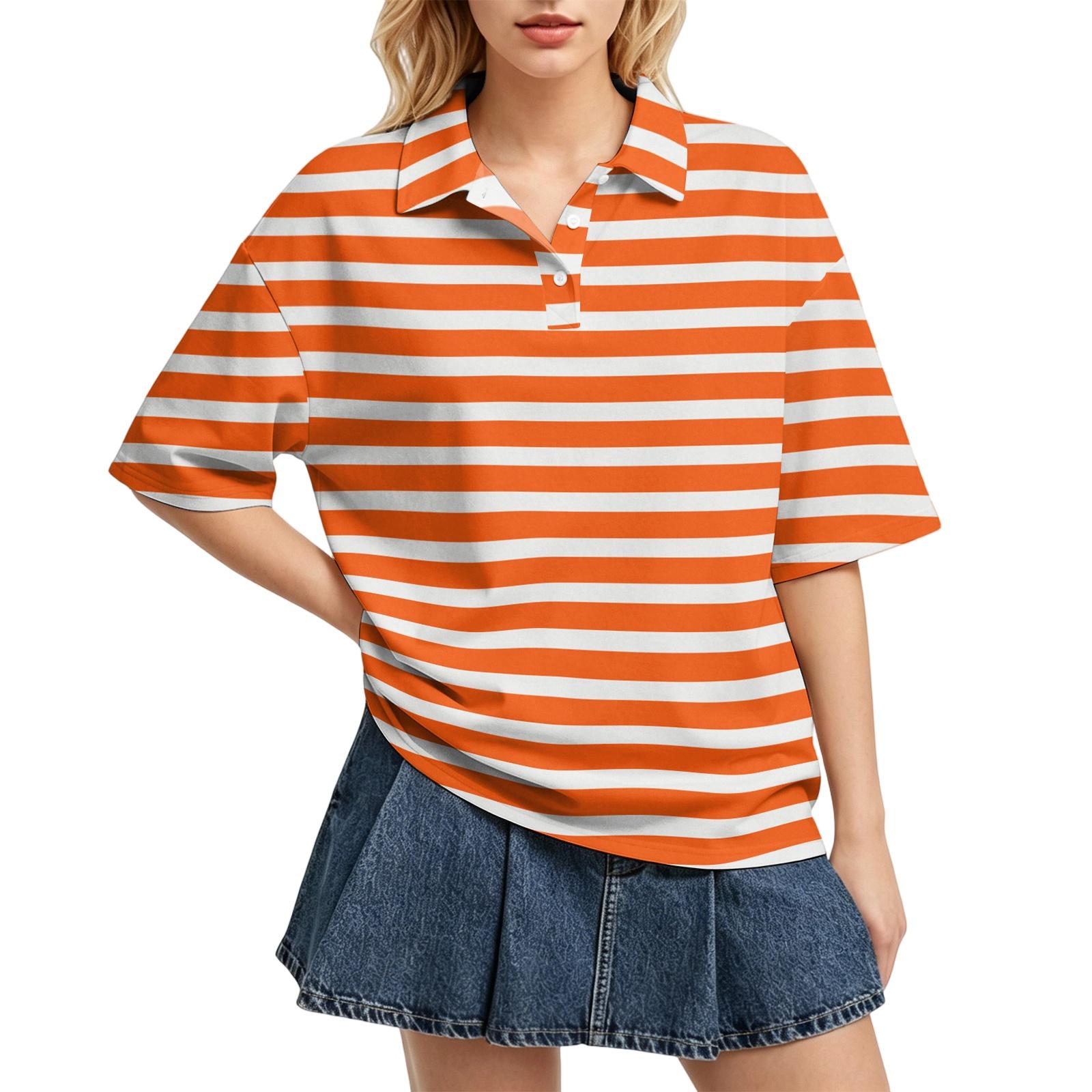 Women Casual Polo Shirt Loose Fit Short Sleeve Lightweight Striped Pattern Summer Top with Classic Collar and Button Placket L оранжевый
Women Casual Polo Shirt Loose Fit Short Sleeve Lightweight Striped Pattern Summer Top with Classic Collar and Button Placket L оранжевый