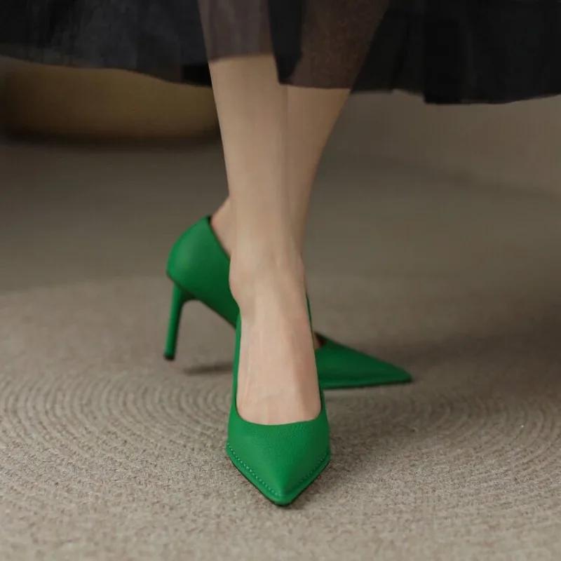 Retro French Pointed High Heels for Womens Pumps Soft Leather Shallow Slip-On Office Shoes 39 зелений
Retro French Pointed High Heels for Womens Pumps Soft Leather Shallow Slip-On Office Shoes 39 зелений