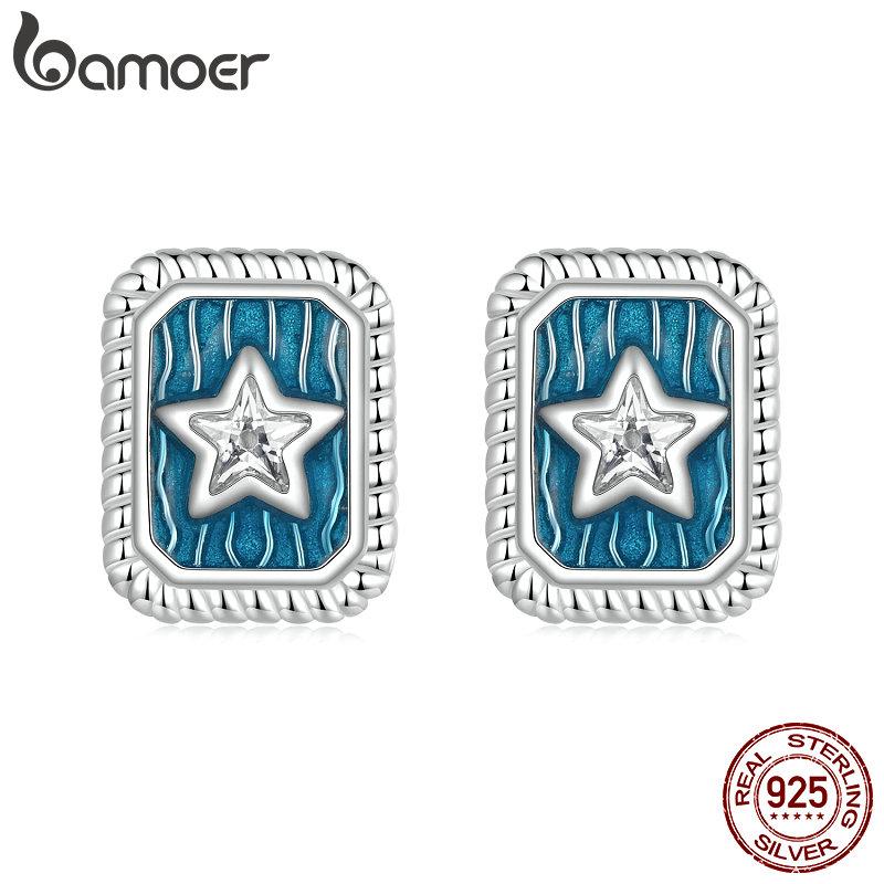Bamoer Серьги-гвоздики из цельного серебра 925 пробы со звездами и фианитами для женщин, подарок, ретро-серьги из джинсовой ткани с синей эмалью 1.0*0.8cm серебряный/синий
Bamoer Серьги-гвоздики из цельного серебра 925 пробы со звездами и фианитами для женщин, подарок, ретро-серьги из джинсовой ткани с синей эмалью 1.0*0.8cm серебряный/синий