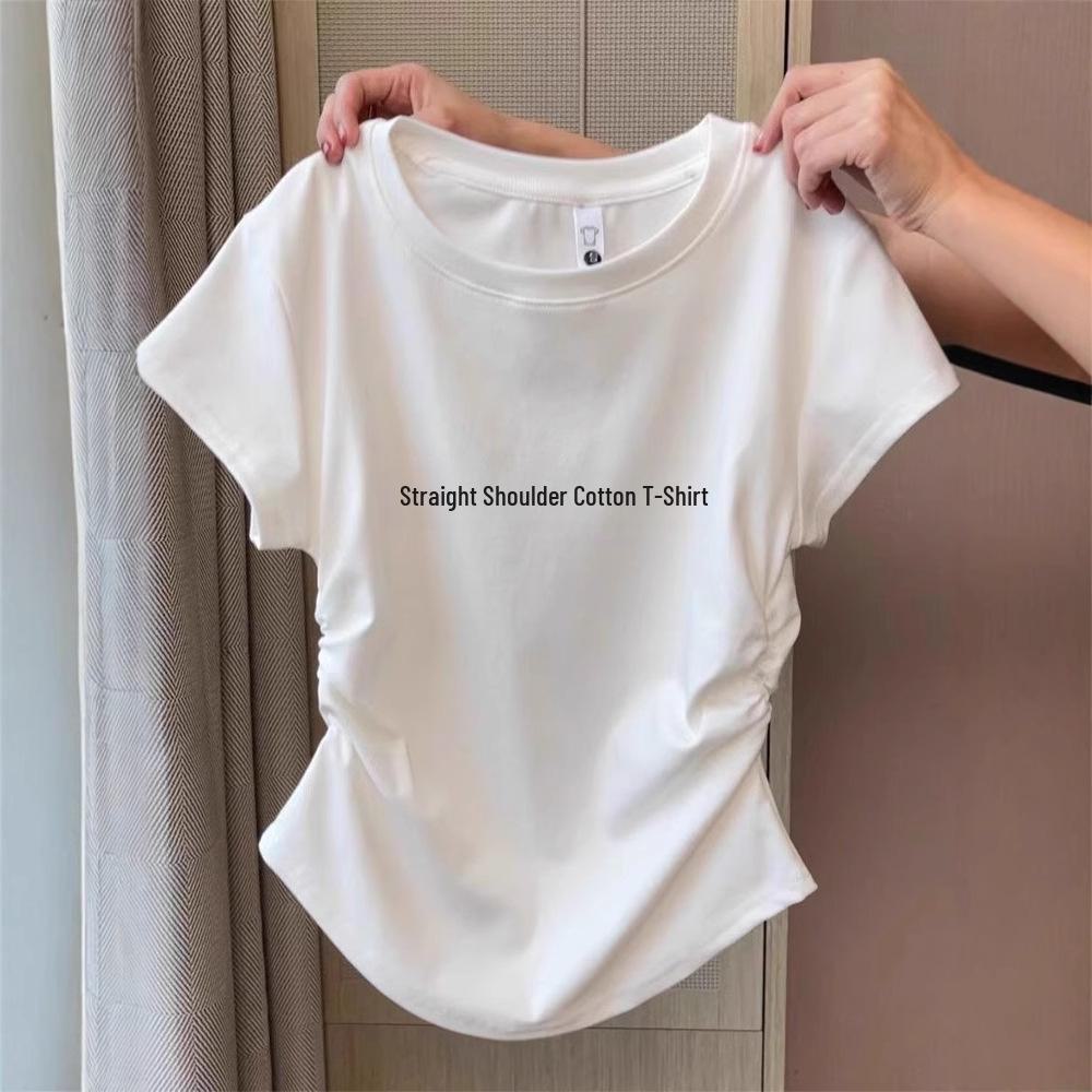 Women s White Slim-Fit Short-Sleeved T-Shirt with Straight Shoulders and Cinched Waist Small світло-синій колір
Women s White Slim-Fit Short-Sleeved T-Shirt with Straight Shoulders and Cinched Waist Small світло-синій колір