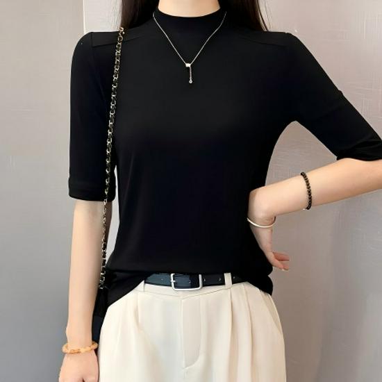 2025 Women s Slim-fit Half-high Collar T-Shirt with 3/4 Sleeves L чорний
2025 Women s Slim-fit Half-high Collar T-Shirt with 3/4 Sleeves L чорний