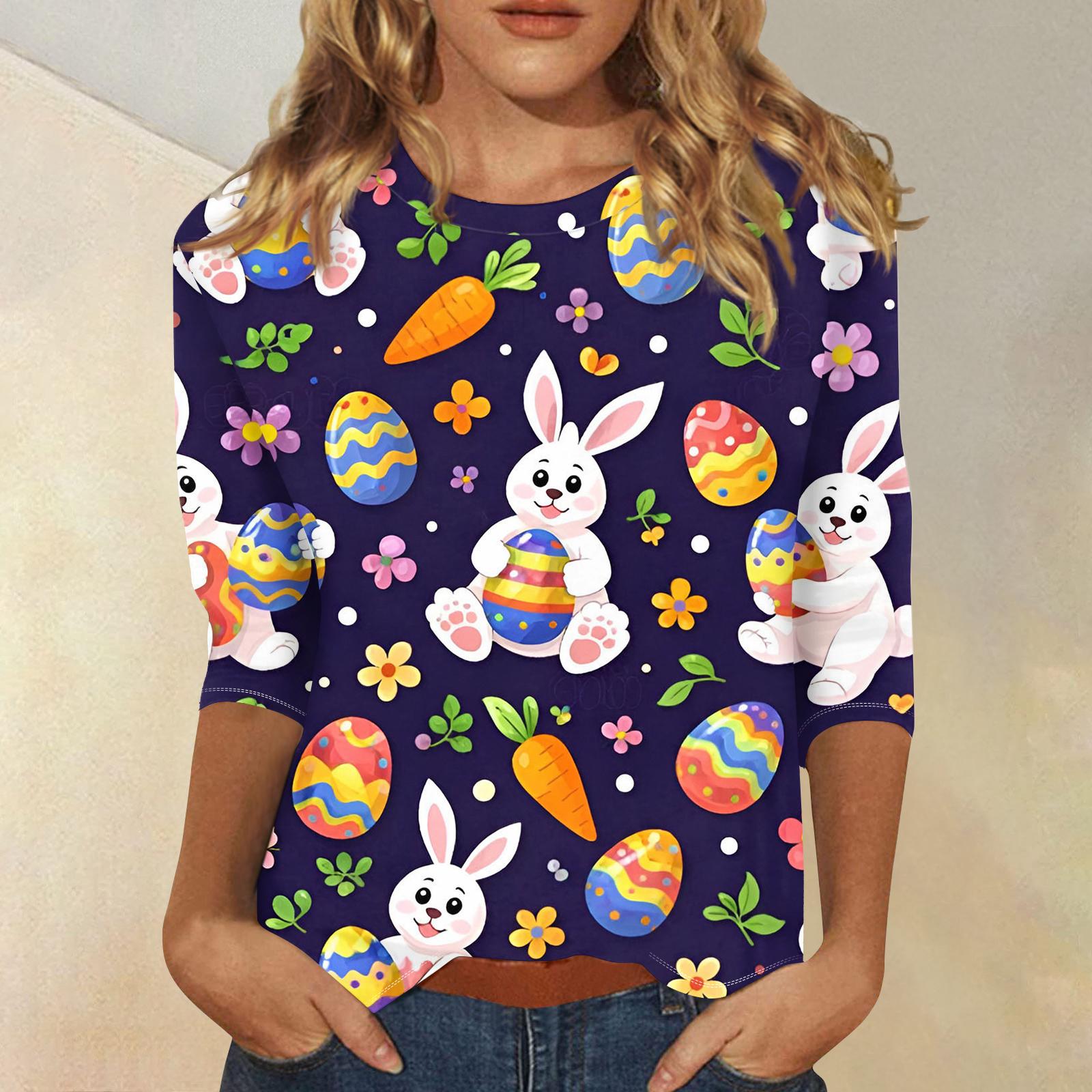 Women s Fashionable Casual Three-quarter Sleeve Easter Print Round Neck Pullover Top XXL Темно-синій
Women s Fashionable Casual Three-quarter Sleeve Easter Print Round Neck Pullover Top XXL Темно-синій