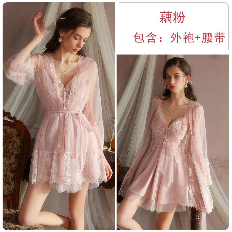 Sexy low-cut gathering butterfly cup plus chest pad suspender nightdress robe women s large-size loungewear set one size fits all
Sexy low-cut gathering butterfly cup plus chest pad suspender nightdress robe women s large-size loungewear set one size fits all