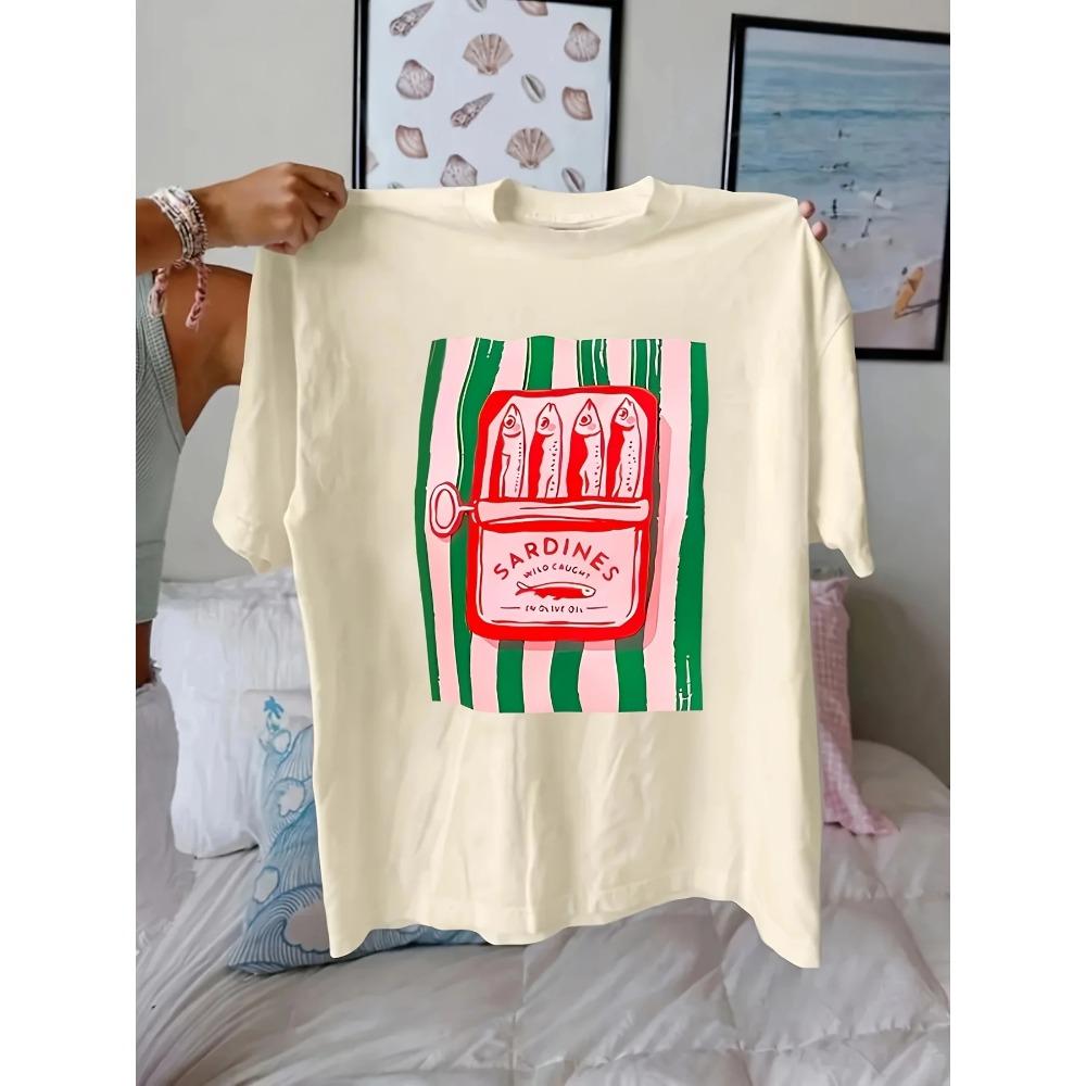 American Y2k Sardine Pattern Printing Women s Casual T-shirt Summer Y2k Multifunctional Street Clothing Short-sleeved Top S
American Y2k Sardine Pattern Printing Women s Casual T-shirt Summer Y2k Multifunctional Street Clothing Short-sleeved Top S