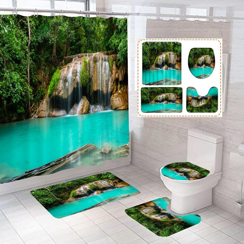 Waterfall Landscape Print Shower Curtain Forest Scenery Waterproof Bathroom Curtains Home Decoration Non-Slip Rugs Bath Mat Set W60H190(CM)-1 Pcs
Waterfall Landscape Print Shower Curtain Forest Scenery Waterproof Bathroom Curtains Home Decoration Non-Slip Rugs Bath Mat Set W60H190(CM)-1 Pcs