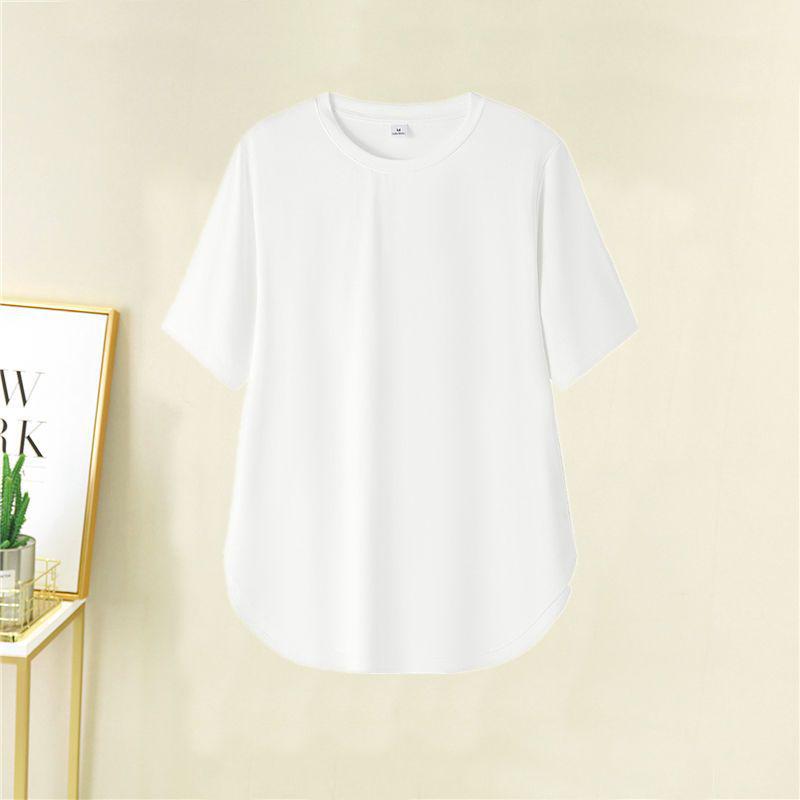 Женская футболка с коротким рукавом и круглым вырезом из ледяного шелка с изогнутым подолом S for 75-90 jin
Женская футболка с коротким рукавом и круглым вырезом из ледяного шелка с изогнутым подолом S for 75-90 jin