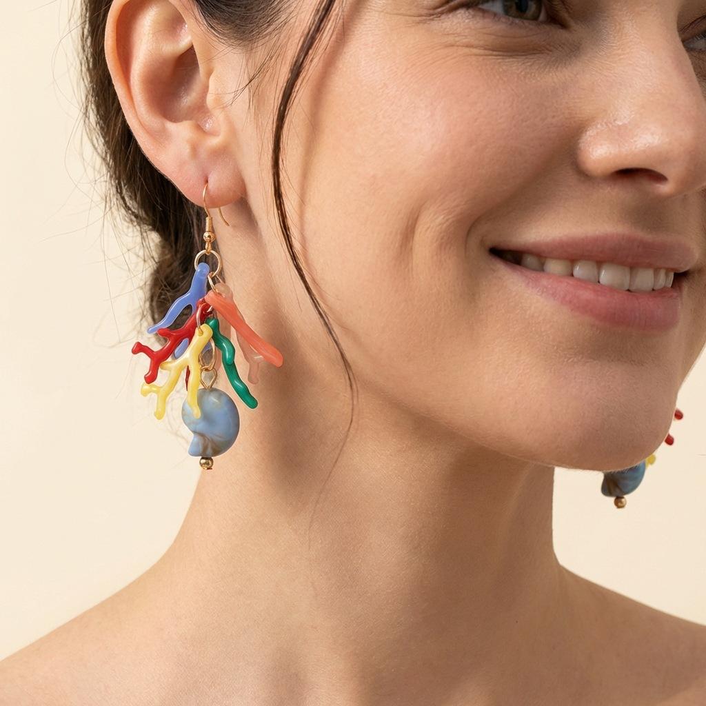 New women s seaside vacation style coral shell conch heart pendant earrings, creative and unique earrings 3
New women s seaside vacation style coral shell conch heart pendant earrings, creative and unique earrings 3