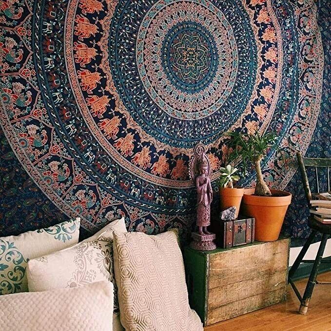 Indian wall hanging tapestry 75x100 чорний
Indian wall hanging tapestry 75x100 чорний