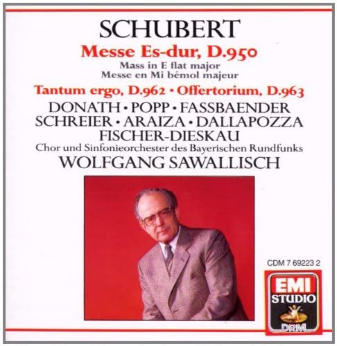 CD DONATH, POPP, FASSBAENDER; SAWALL - Schubert: Mass in E Flat CDM7692232 EMI UK Classical Used
CD DONATH, POPP, FASSBAENDER; SAWALL - Schubert: Mass in E Flat CDM7692232 EMI UK Classical Used