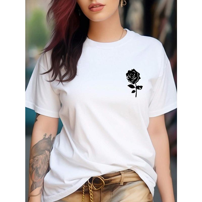 European sizes Rose Print Crew Neck T-Shirt, Casual Short Sleeve T-Shirt For Spring & Summer, Women s Clothing 4XL білий
European sizes Rose Print Crew Neck T-Shirt, Casual Short Sleeve T-Shirt For Spring & Summer, Women s Clothing 4XL білий