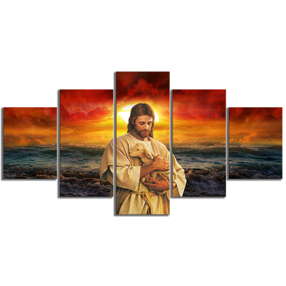 Canvas Painting Prints Home Decoration Accessories 5 Panel Jesus Holding A Lamb Poster Seascape Sunset Landscape Wall Art Decor 20X35 20X45 20X55cm
Canvas Painting Prints Home Decoration Accessories 5 Panel Jesus Holding A Lamb Poster Seascape Sunset Landscape Wall Art Decor 20X35 20X45 20X55cm