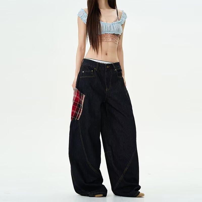 New American Style Splicing Plaid Washed Cargo Pants Women Retro Wide Leg High Waisted Baggy Jeans Women Hip Hop Denim Pants S чёрный
New American Style Splicing Plaid Washed Cargo Pants Women Retro Wide Leg High Waisted Baggy Jeans Women Hip Hop Denim Pants S чёрный