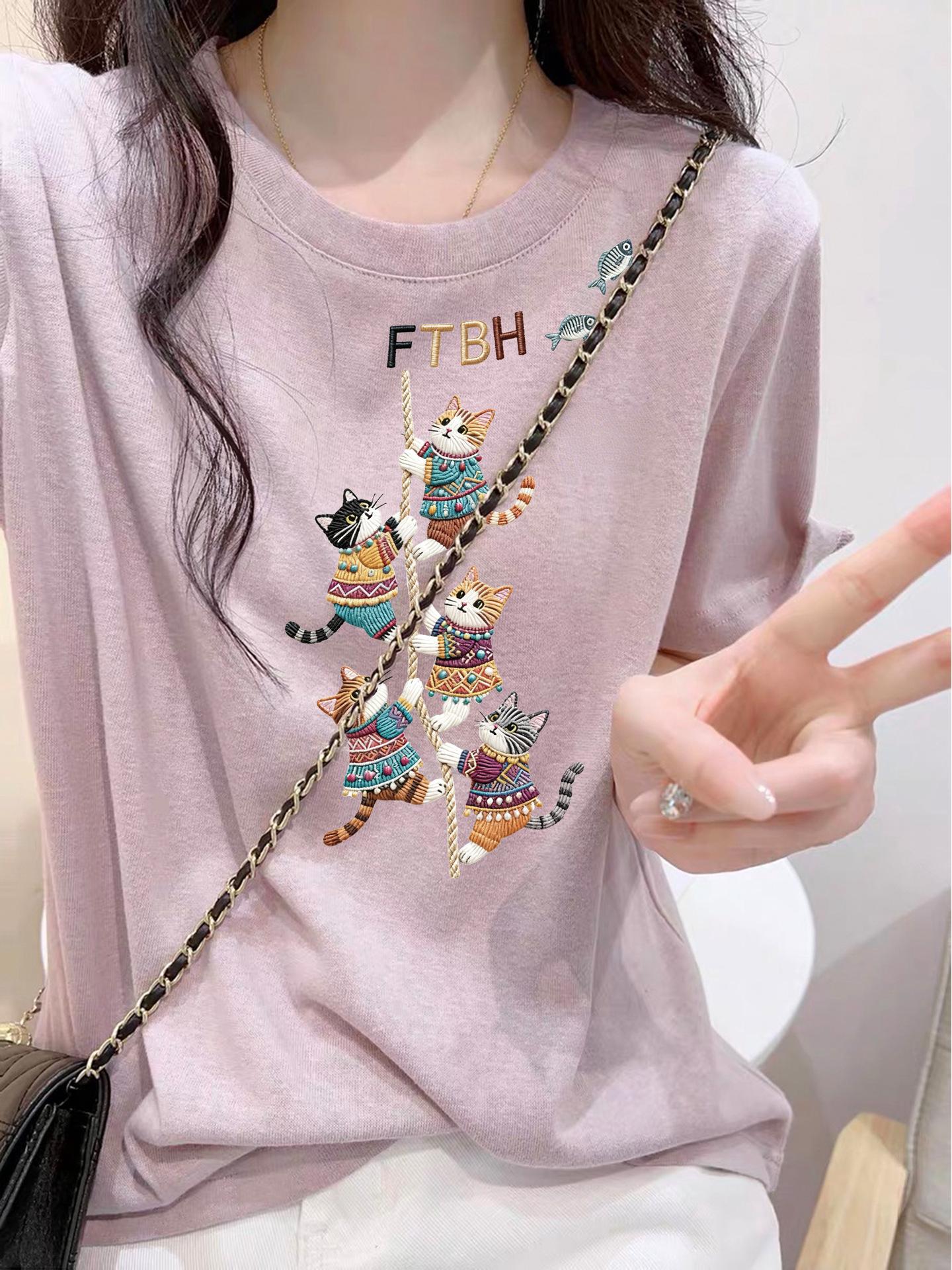 Korean Style Women s Square Shoulder Kitten Print T-Shirt - Spring/Summer 2026 L
Korean Style Women s Square Shoulder Kitten Print T-Shirt - Spring/Summer 2026 L