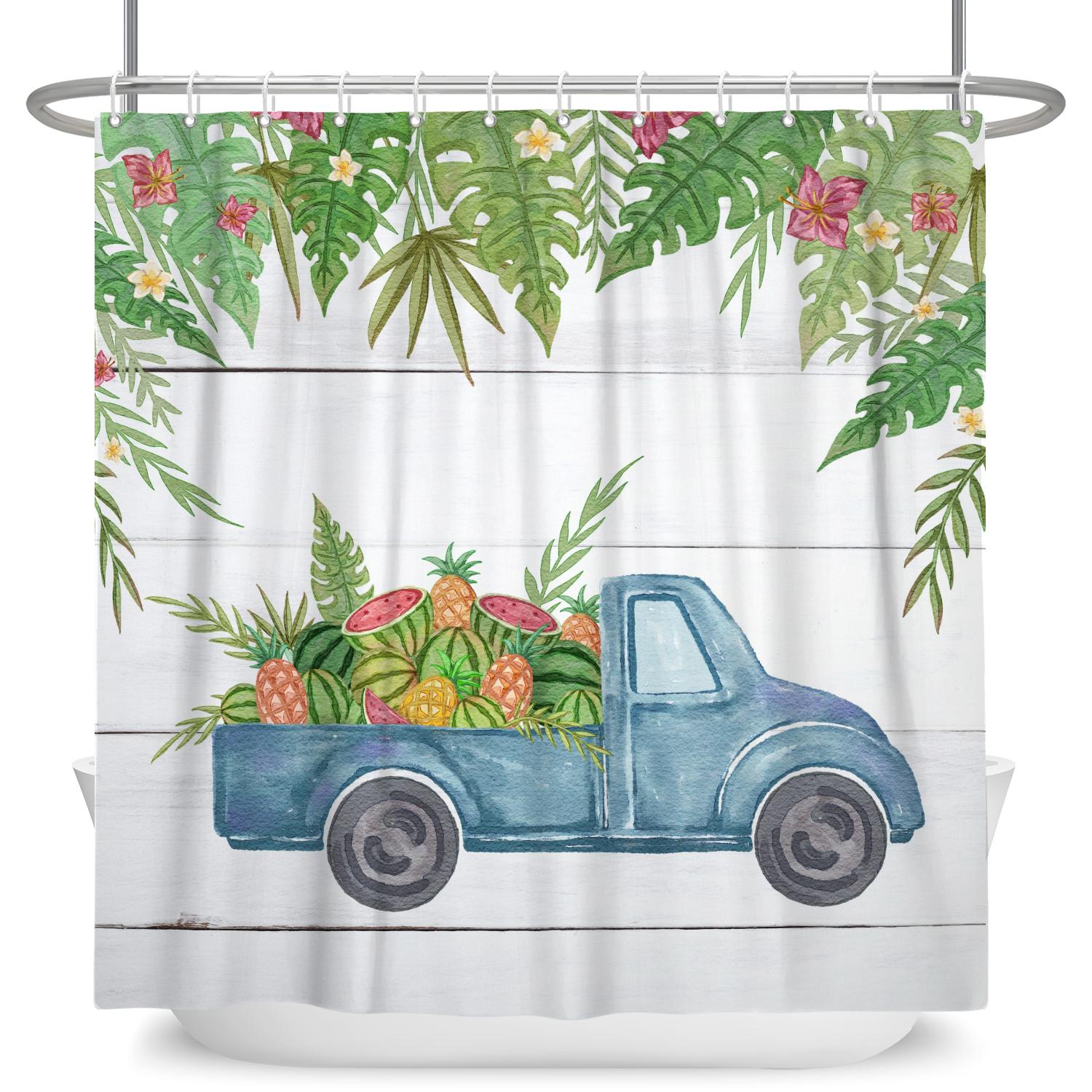 Summer Watermelon Truck Shower Curtain Tropical Palm Leaves Home Kitchen Bath Partition Waterproof Hanging Curtain With Hooks W120xH180cm
Summer Watermelon Truck Shower Curtain Tropical Palm Leaves Home Kitchen Bath Partition Waterproof Hanging Curtain With Hooks W120xH180cm