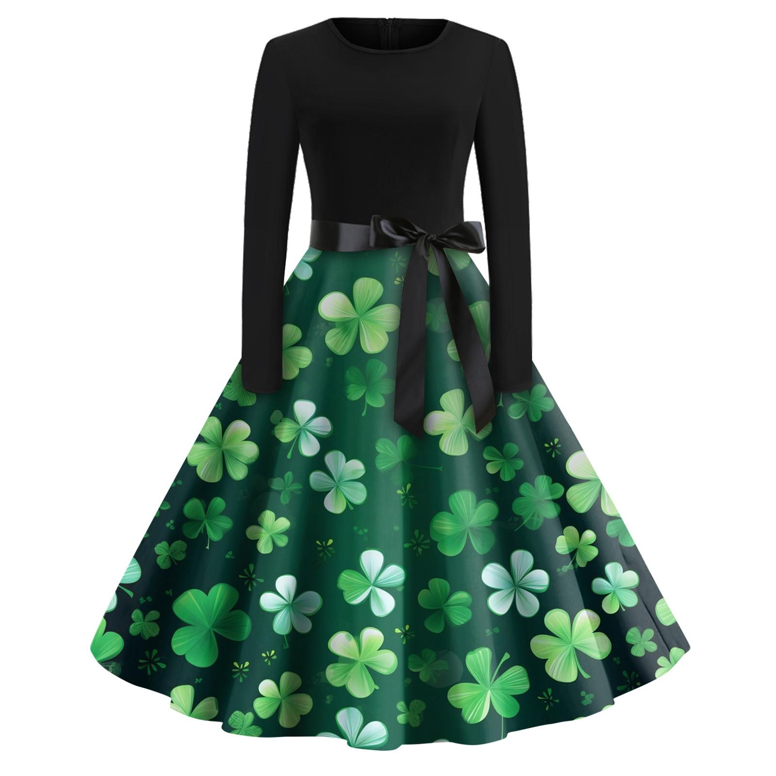 Женская мода с круглым вырезом, повседневные тонкие платья с длинным рукавом и принтом ко Дню Святого Патрика XL
Женская мода с круглым вырезом, повседневные тонкие платья с длинным рукавом и принтом ко Дню Святого Патрика XL