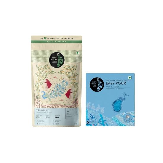 Blue Tokai Coffee Roasters Vienna Roast - French Press Grind 250g | Easy Pour Drip Coffee Bags - Vienna Roast | Pack Of 5 | Ready to Brew in 2 Mins 250GM
Blue Tokai Coffee Roasters Vienna Roast - French Press Grind 250g | Easy Pour Drip Coffee Bags - Vienna Roast | Pack Of 5 | Ready to Brew in 2 Mins 250GM