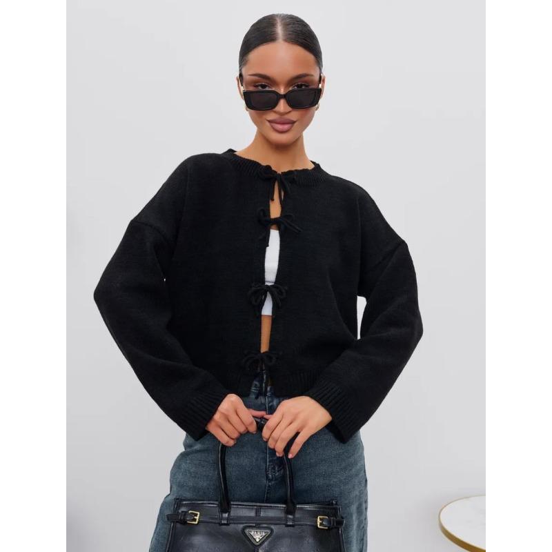 Autumn and Winter Women s Casual Loose Cardigan Lace-up Solid Color Knitted Sweater S чёрный
Autumn and Winter Women s Casual Loose Cardigan Lace-up Solid Color Knitted Sweater S чёрный