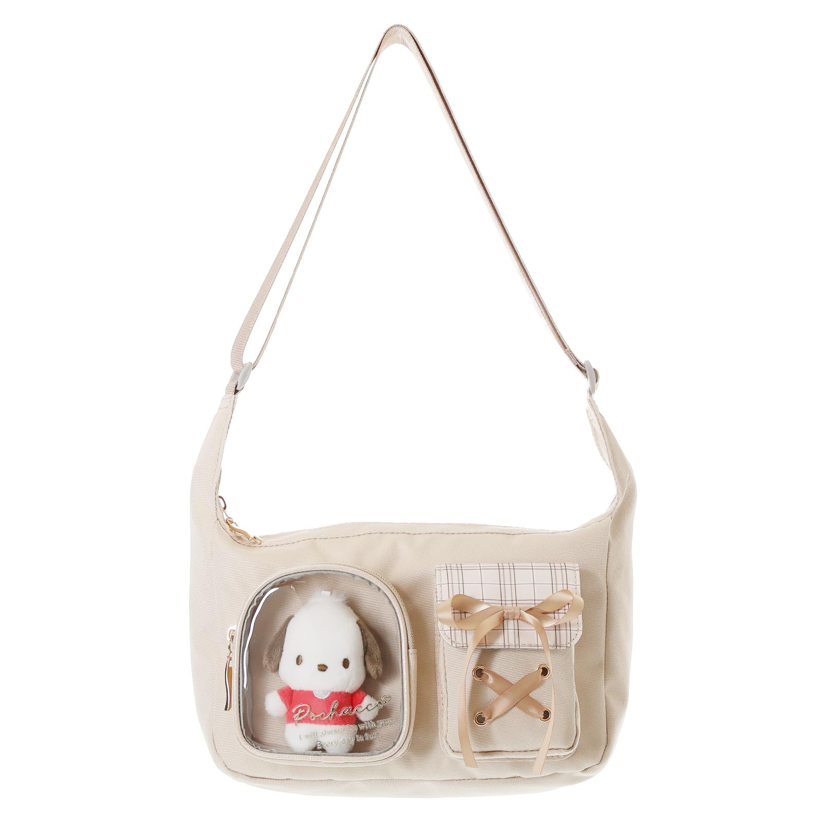 Sanrio Characters Round Shoulder Bag, Polyester Check, 2 Pockets, Stuffed Animals, 17.5cm H x 25cm W x 9cm D (Pochacco)
Sanrio Characters Round Shoulder Bag, Polyester Check, 2 Pockets, Stuffed Animals, 17.5cm H x 25cm W x 9cm D (Pochacco)