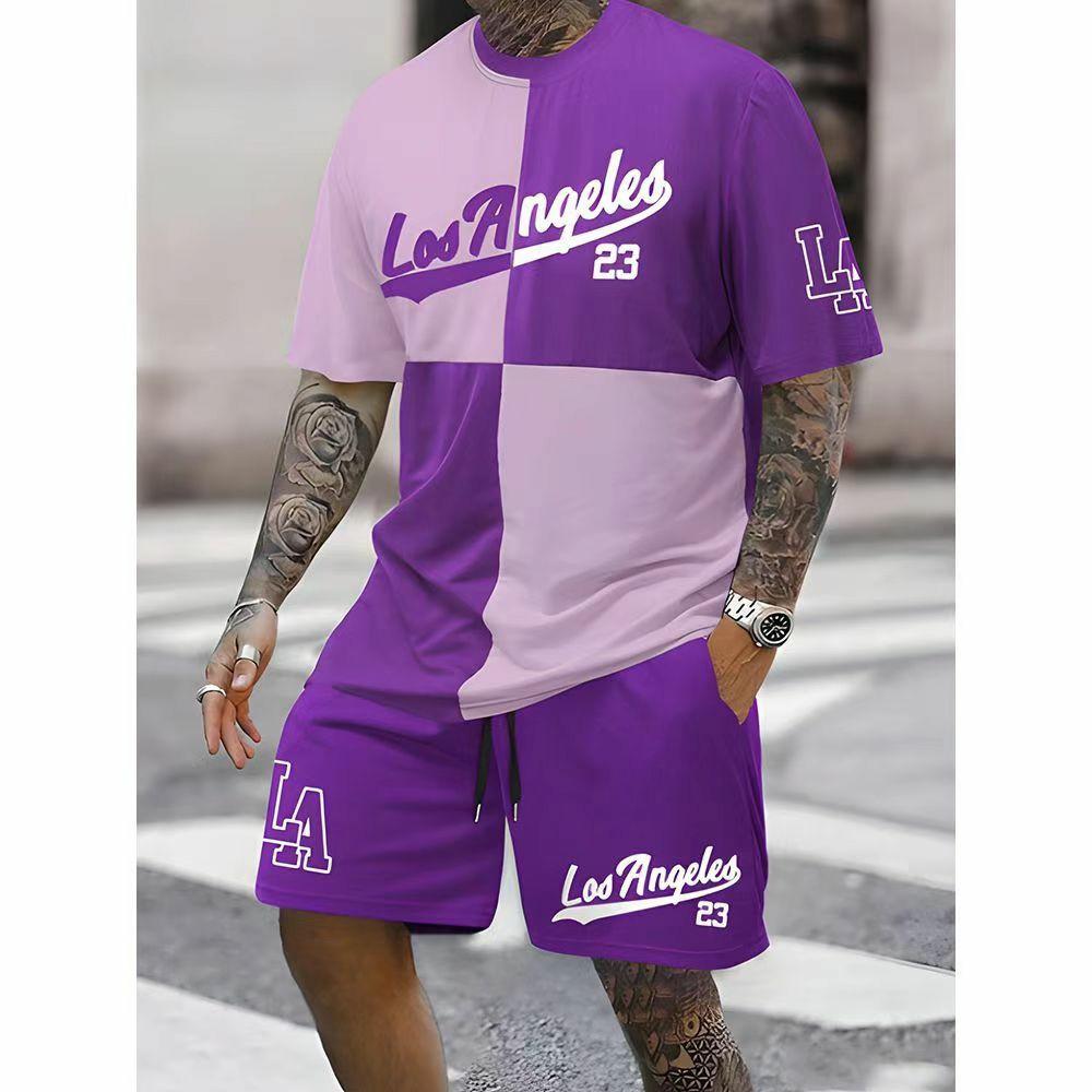 Summer Men s Suit Short-sleeved Shorts Simple Fit Letter Print T-shirt With The Same Printed Shorts Two-piece Set L
Summer Men s Suit Short-sleeved Shorts Simple Fit Letter Print T-shirt With The Same Printed Shorts Two-piece Set L