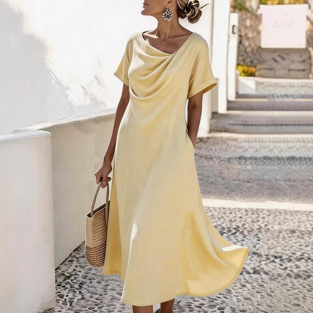 Women s Fashionable Irregular Collar Short Sleeved Bohemian Loose Pocket Vacation Beach Long Dress S жовтий
Women s Fashionable Irregular Collar Short Sleeved Bohemian Loose Pocket Vacation Beach Long Dress S жовтий