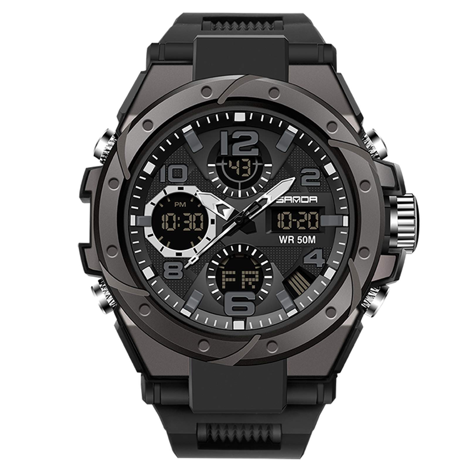 RORIOS Men s Quartz Sports Watch, Waterproof, Digital Display, Calendar, Luminous, Shockproof, Resin Strap, Black B.
RORIOS Men s Quartz Sports Watch, Waterproof, Digital Display, Calendar, Luminous, Shockproof, Resin Strap, Black B.
