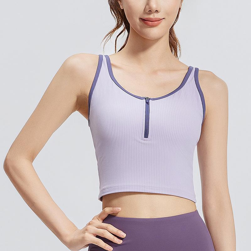 Autumn Zipper Colorblock Lace Stripe Vest with Chest Pad - Shockproof, Breathable, Slimming Sports Top S
Autumn Zipper Colorblock Lace Stripe Vest with Chest Pad - Shockproof, Breathable, Slimming Sports Top S