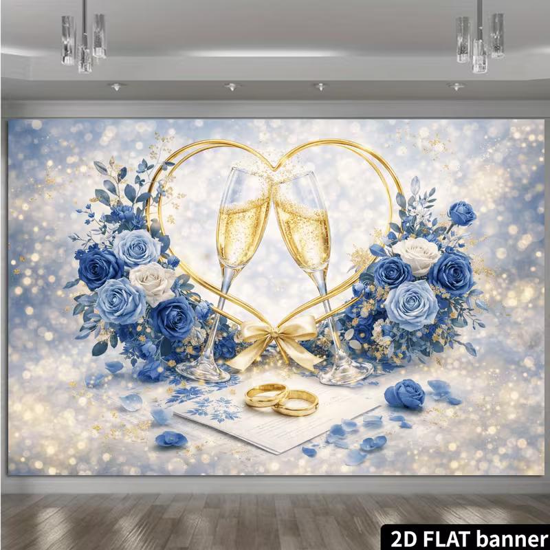 2D Flat Champagne Glass Wedding Backdrop, Blue Floral Background for Wedding Photoshoot & Party 47.2x31.5inch/120*80cm
2D Flat Champagne Glass Wedding Backdrop, Blue Floral Background for Wedding Photoshoot & Party 47.2x31.5inch/120*80cm
