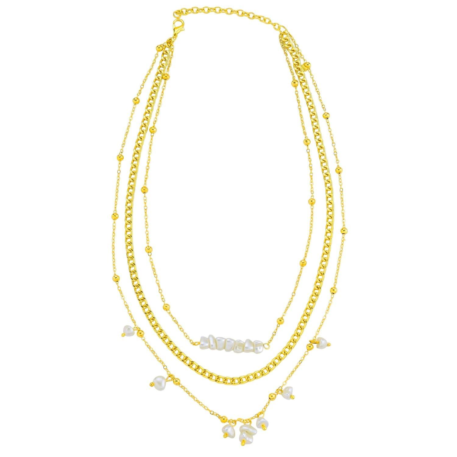 Women Anti-Tarnish Triple Layer Necklace With Uncut Pearls | Traditional Jewellery for Womens & Girls Onesize золотий
Women Anti-Tarnish Triple Layer Necklace With Uncut Pearls | Traditional Jewellery for Womens & Girls Onesize золотий