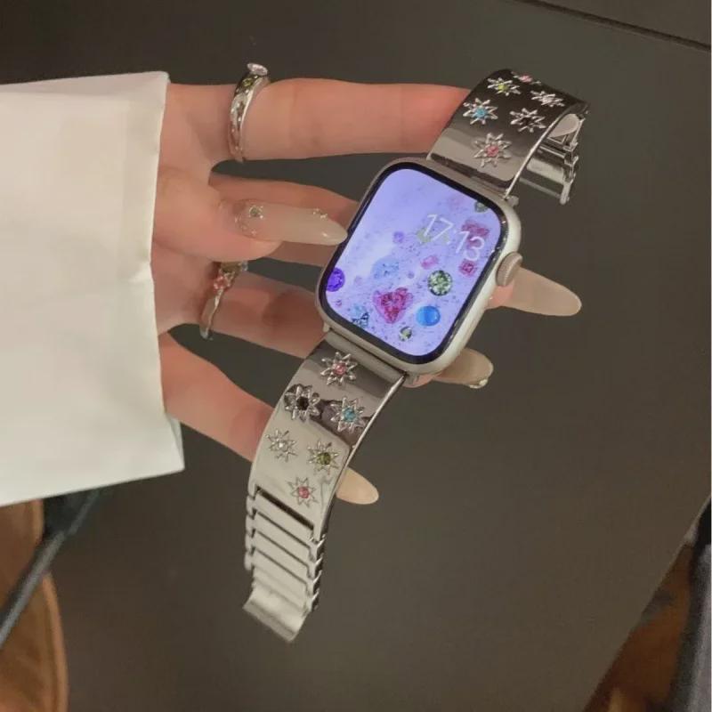 Металлический ремешок со звездным браслетом для Apple Watch S9/Iwatch87 - цепочка с бриллиантами, совместимость с SE 42/44/45/49mm
Металлический ремешок со звездным браслетом для Apple Watch S9/Iwatch87 - цепочка с бриллиантами, совместимость с SE 42/44/45/49mm