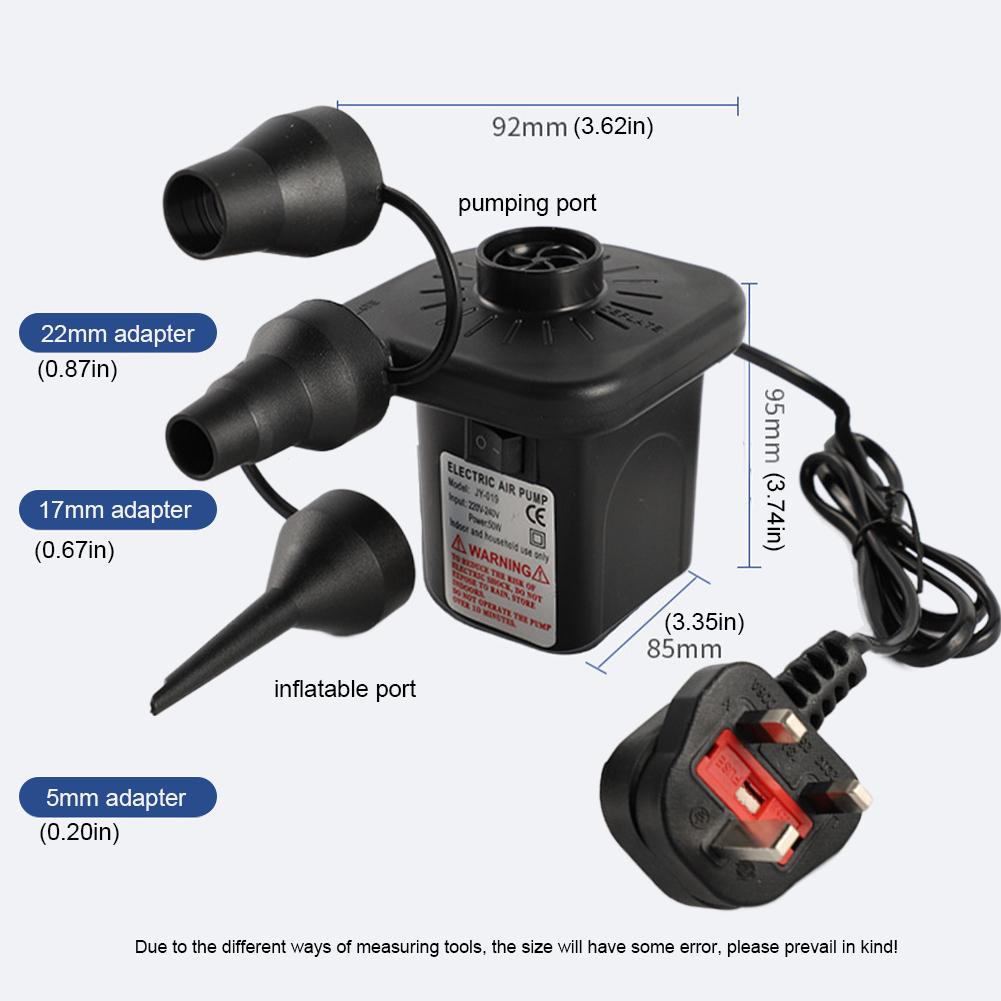 New Electric Air Pump with 3 Nozzles Portable Cushion Inflatable Pumps Rapid Filling Inflatables Air Mattress Couch Swim Ring
New Electric Air Pump with 3 Nozzles Portable Cushion Inflatable Pumps Rapid Filling Inflatables Air Mattress Couch Swim Ring