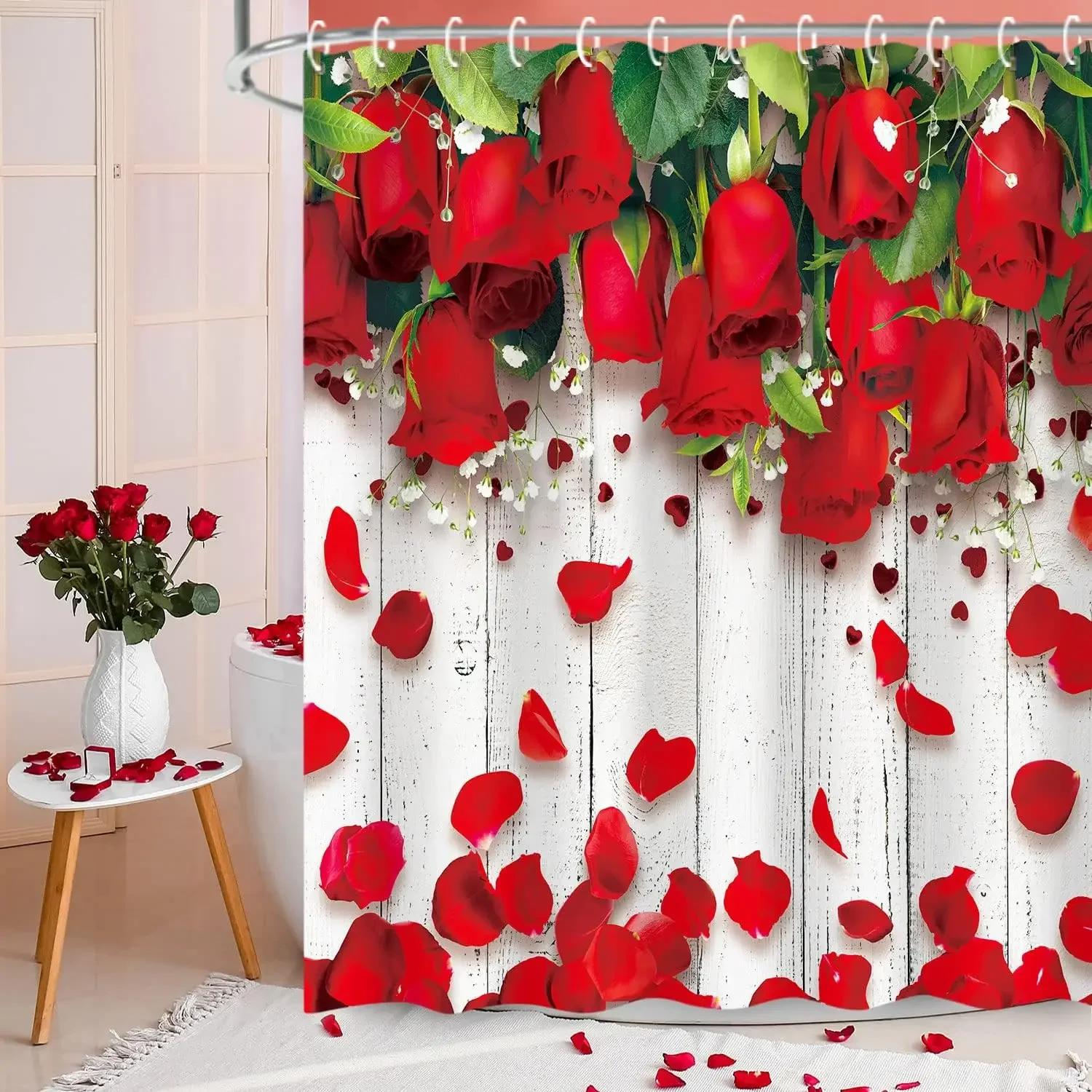Red Rose Shower Curtain Set With 12 Hooks Waterproof Floral Shower Curtain For Bathroom Valentines Day Shower Curtain W60H190(CM)-1 Pcs
Red Rose Shower Curtain Set With 12 Hooks Waterproof Floral Shower Curtain For Bathroom Valentines Day Shower Curtain W60H190(CM)-1 Pcs
