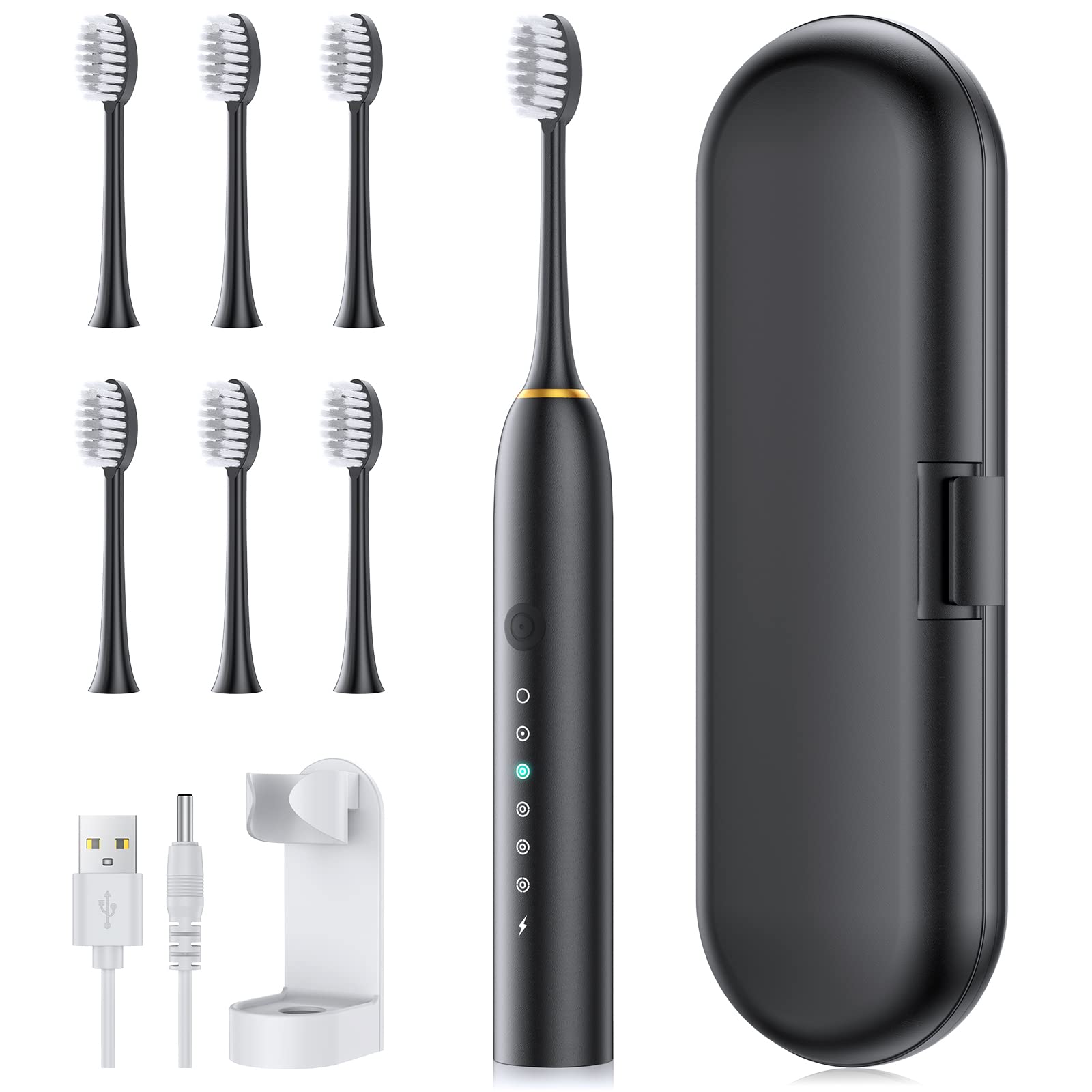 Electric toothbrush 6 replacement brushes IPX7 USB storage case included TX48 stand, included, waterproof, rechargeable,
Electric toothbrush 6 replacement brushes IPX7 USB storage case included TX48 stand, included, waterproof, rechargeable,