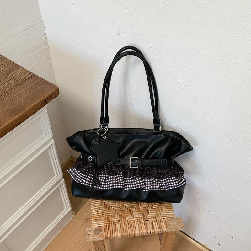 Ballet Style Tote Bag With Ruffle Trim Women s Large Capacity Casual Shoulder Bag Magnetic Buckle Sweet Cute Commuting Handbag 37x12x23cm чорний
Ballet Style Tote Bag With Ruffle Trim Women s Large Capacity Casual Shoulder Bag Magnetic Buckle Sweet Cute Commuting Handbag 37x12x23cm чорний