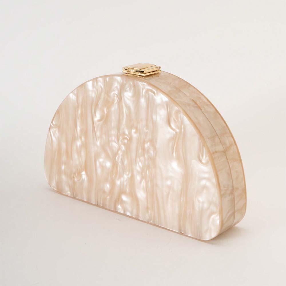 New shoulder oblique span bag semi-circular acrylic bag fashionable wedding dinner clutch bag
New shoulder oblique span bag semi-circular acrylic bag fashionable wedding dinner clutch bag